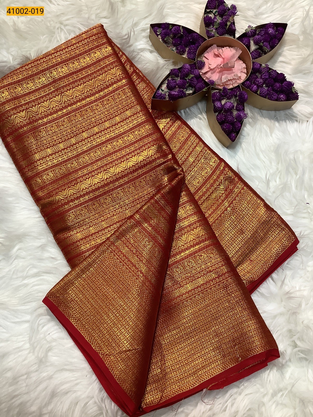 Red Fancy Mysore Warm Silk Checked Saree