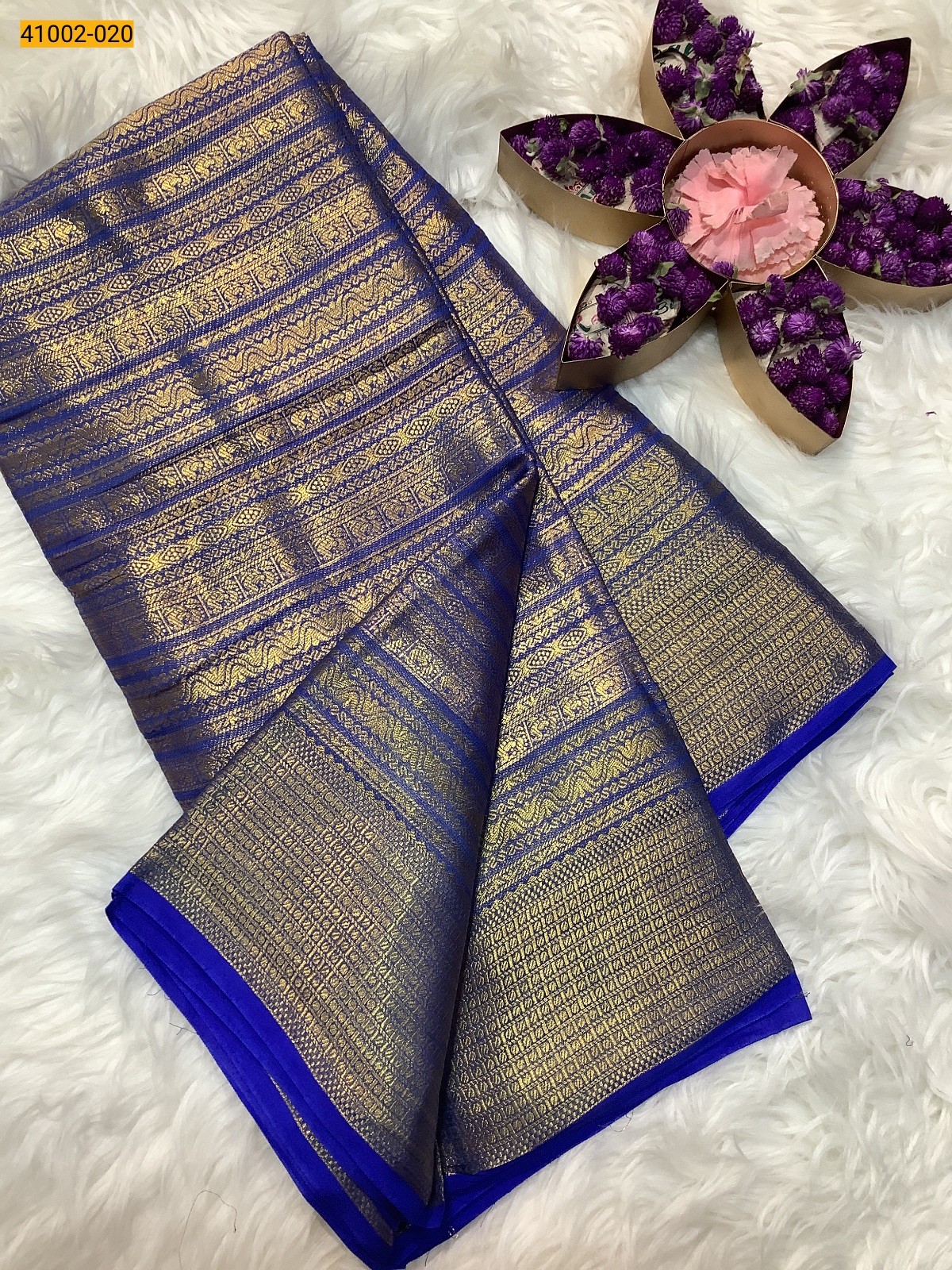 Blue Fancy Mysore Warm Silk Checked Saree