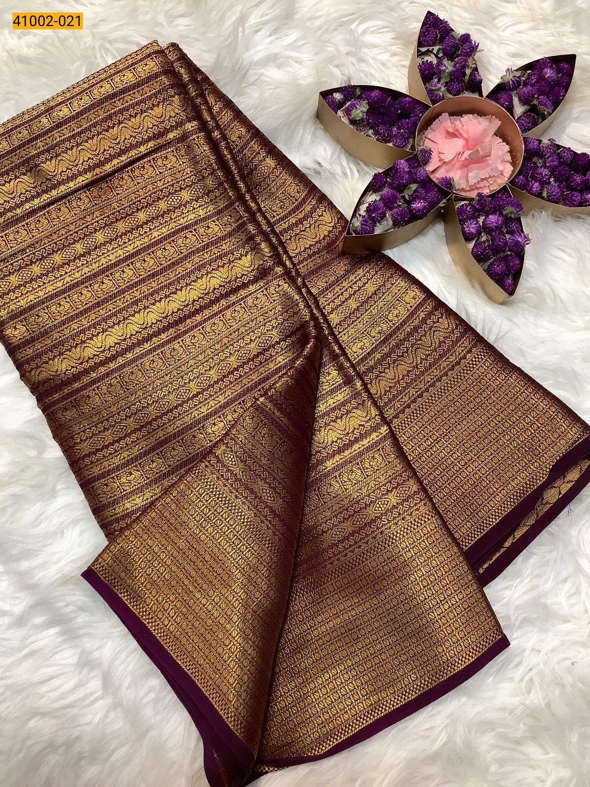 Maroon Fancy Mysore Warm Silk Checked Saree