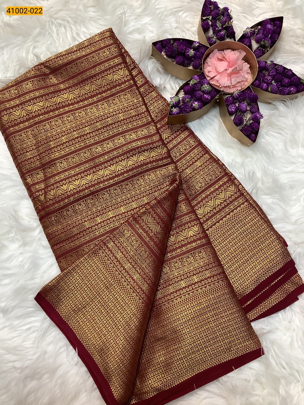 Red Fancy Mysore Warm Silk Checked Saree