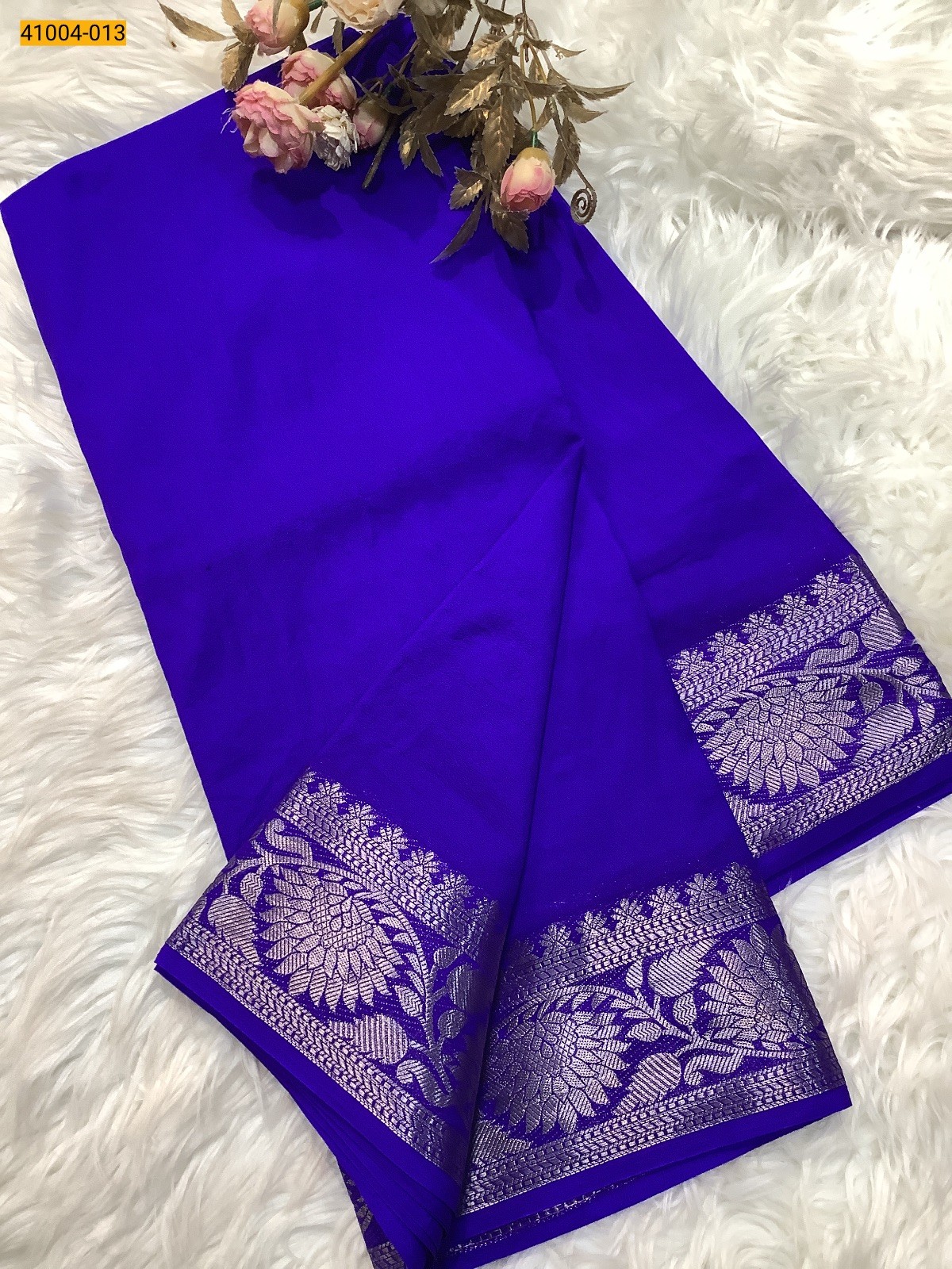 Blue Viscose Warm Crepe Silk Saree