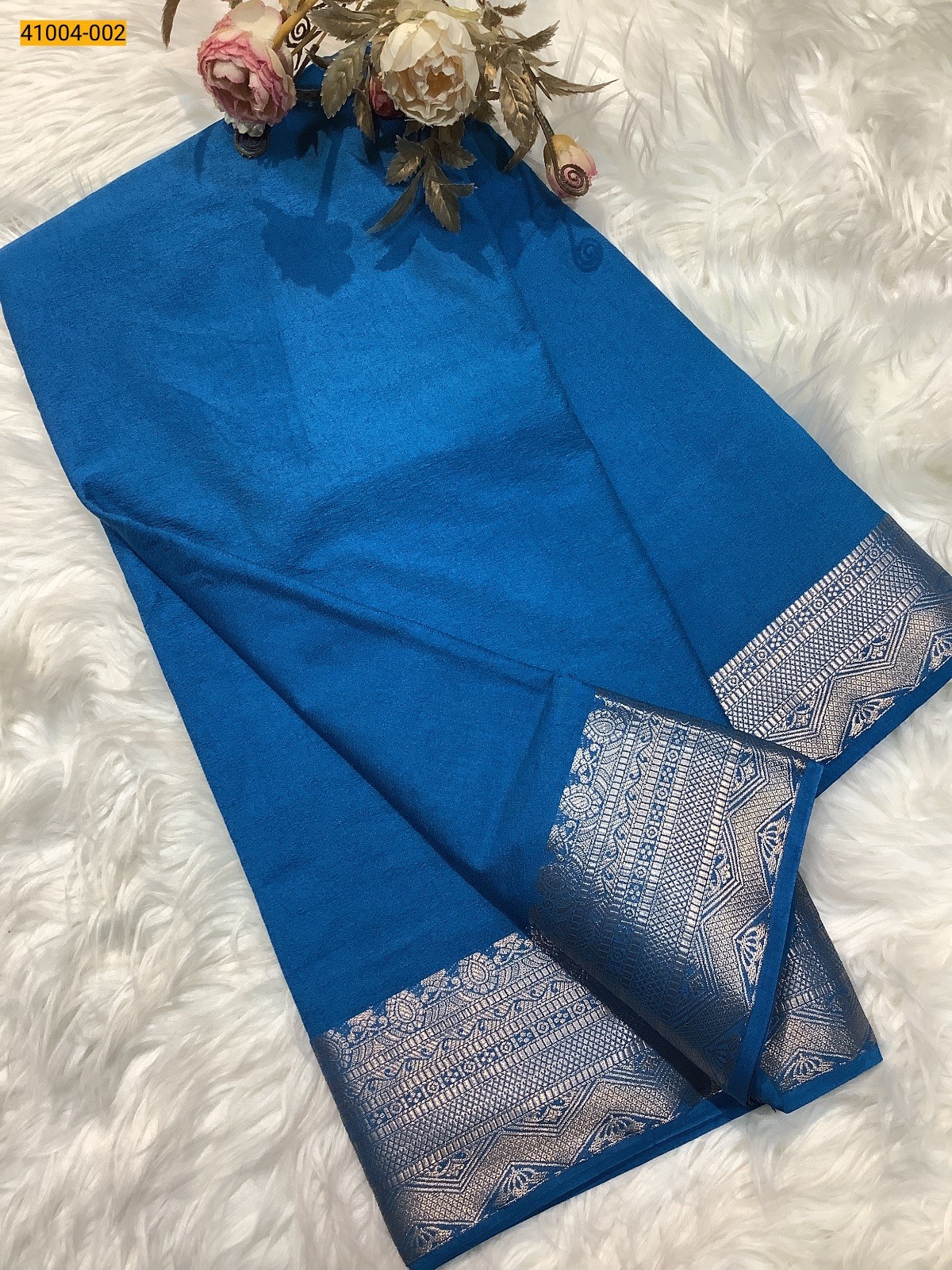 Blue Viscose Warm Crepe Silk Saree