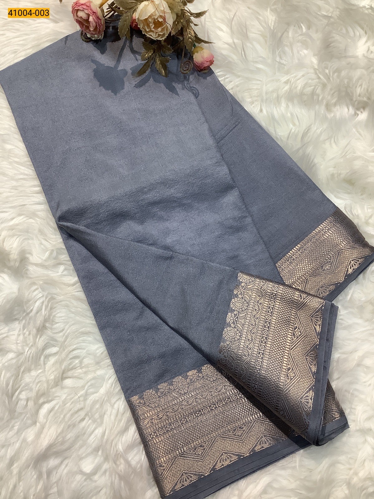 Gray Viscose Warm Crepe Silk Saree