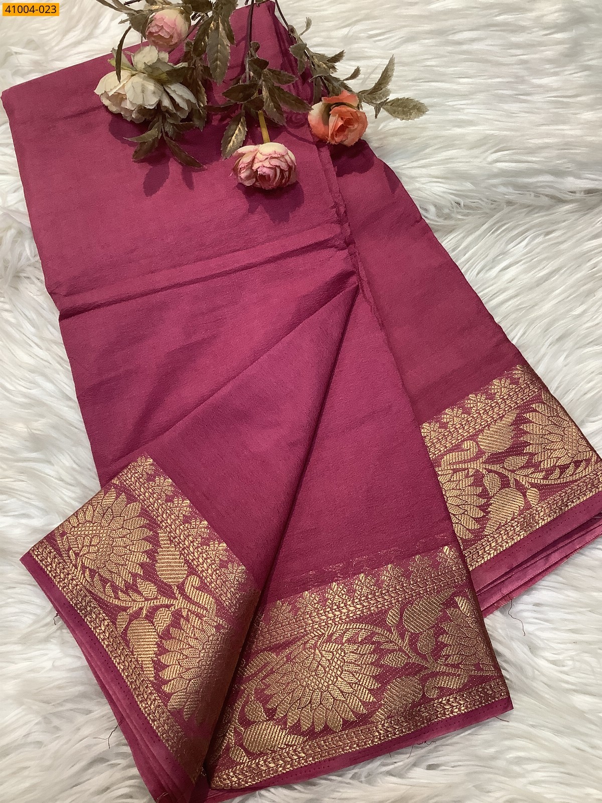 Pink Viscose Warm Crepe Silk Saree