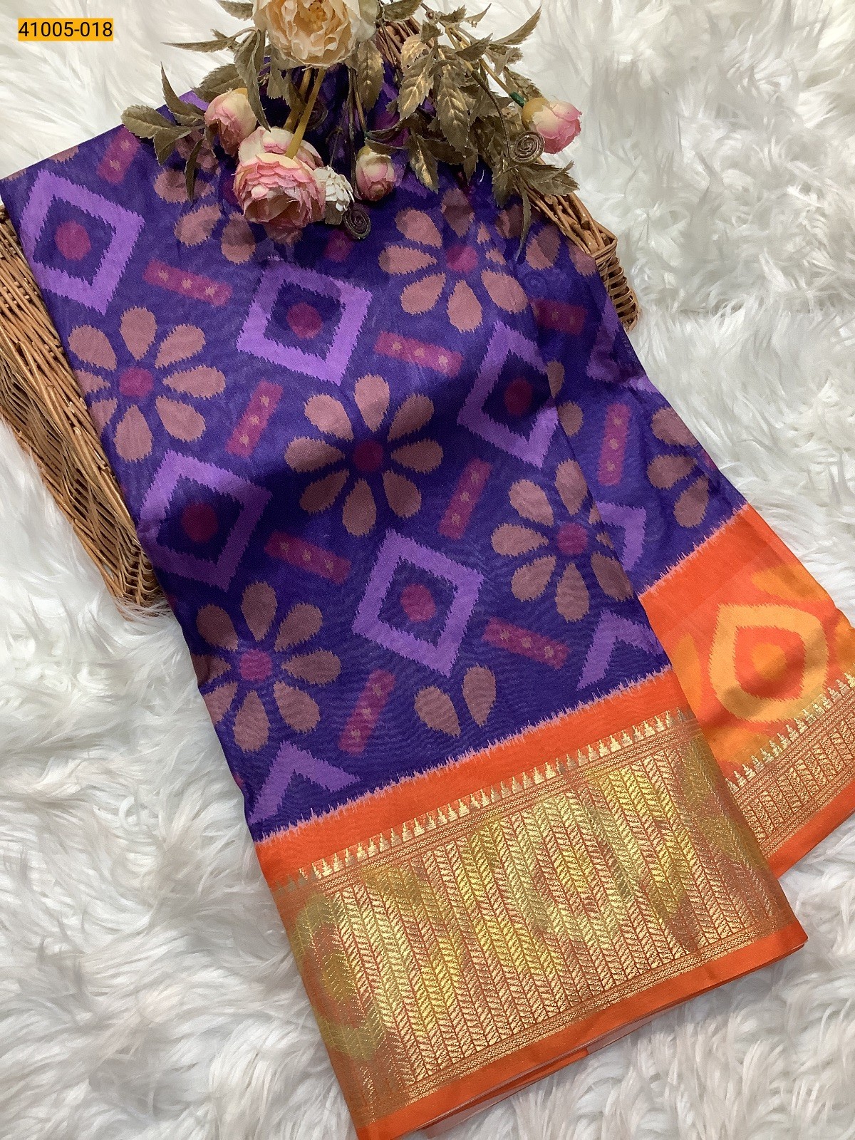 Blue Pochampally Printed Dola Silk Saree