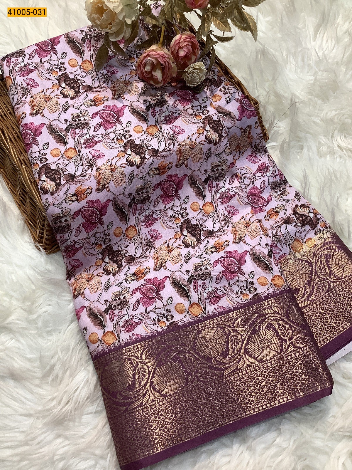 Onion Pink Pochampally Printed Dola Silk Saree