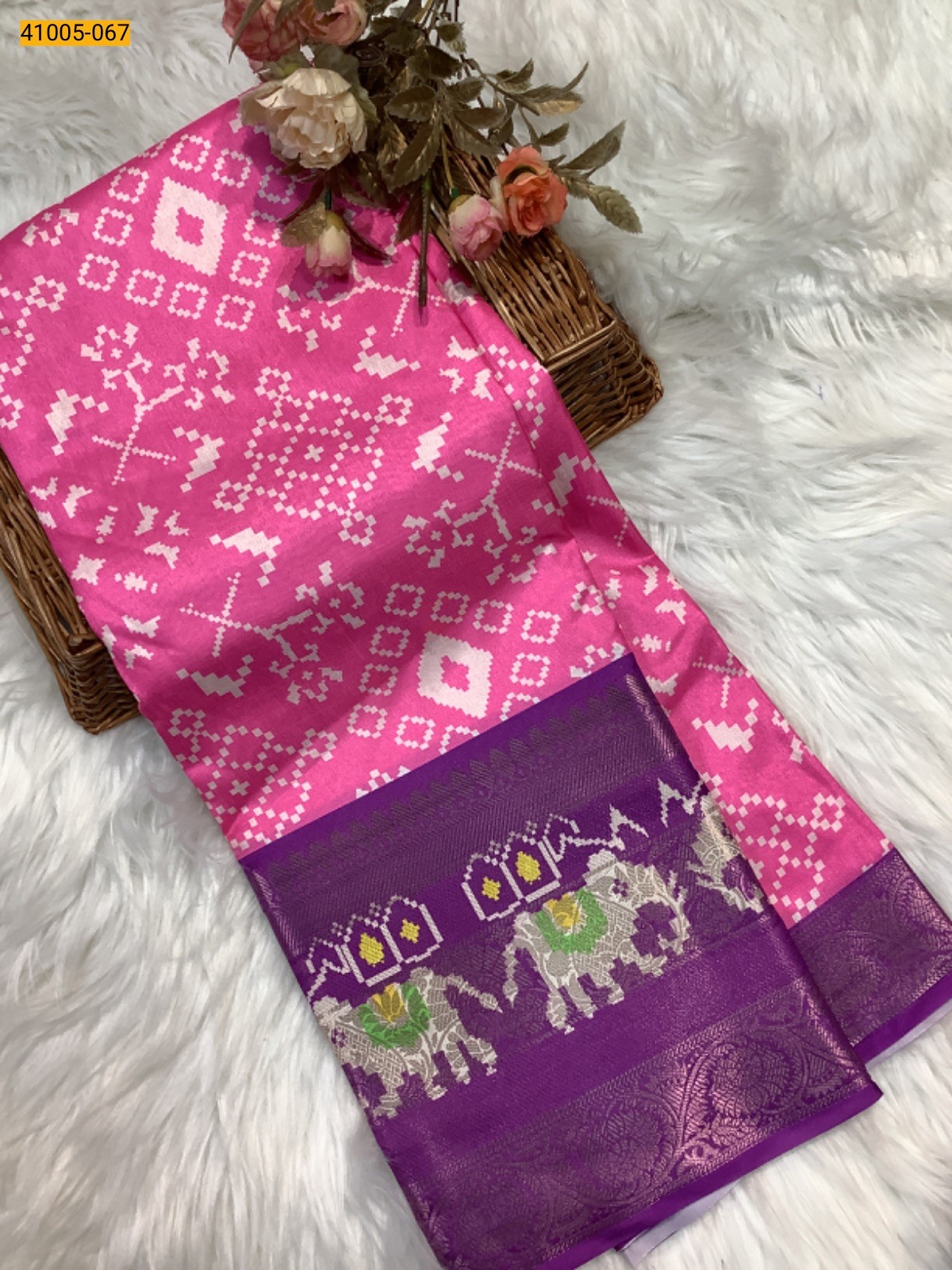 Pochampally Printed Dola Silk Saree