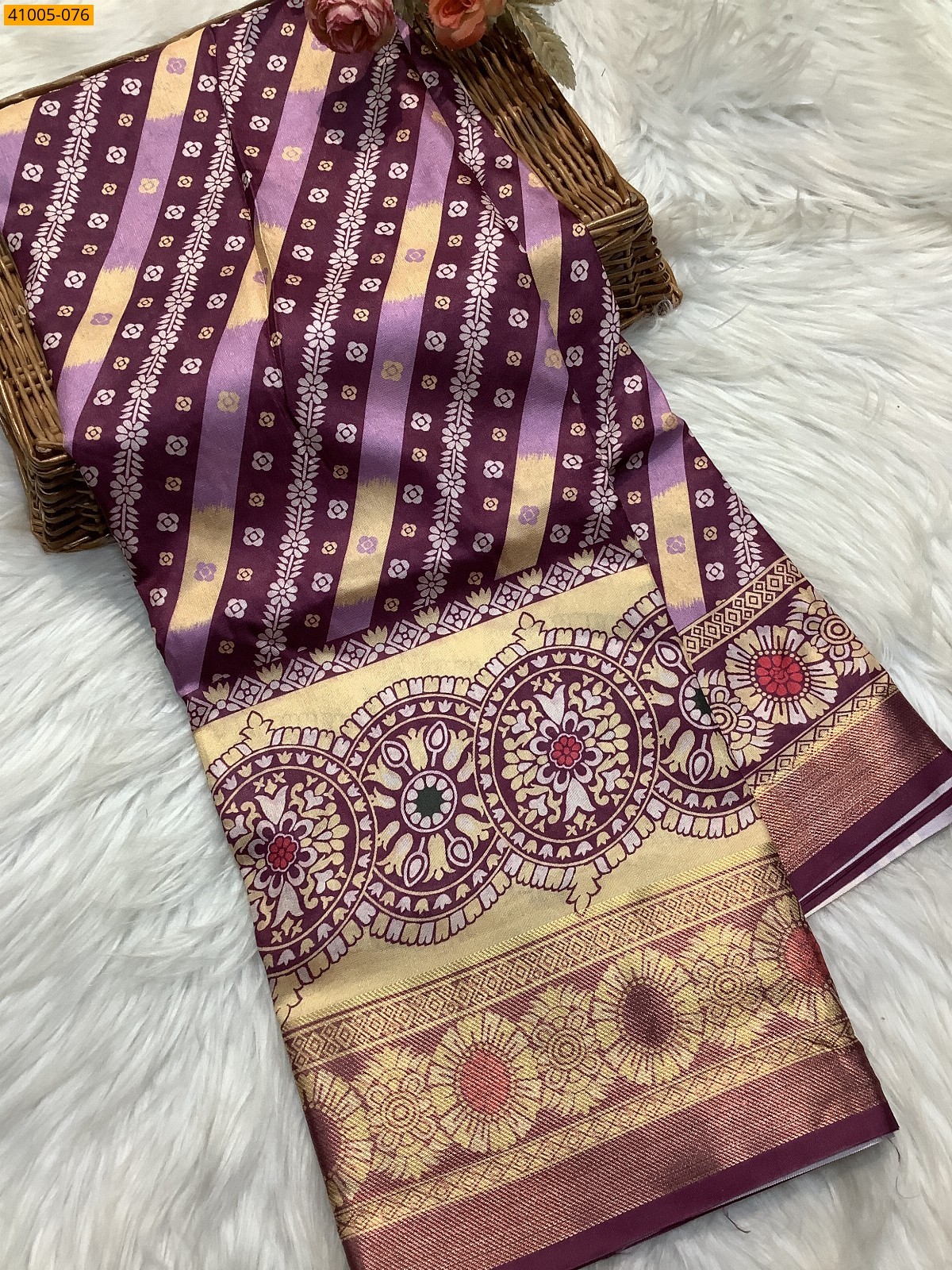 Purple Pochampally Printed Dola Silk Saree