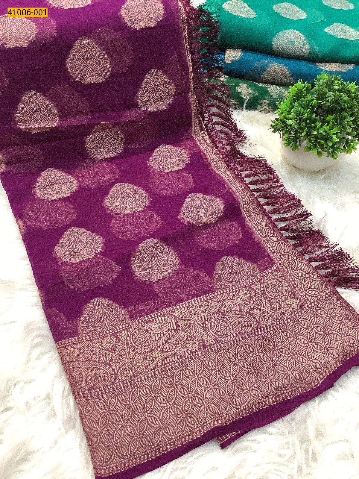 Wine Designer Georgette Crepe Silk Saree