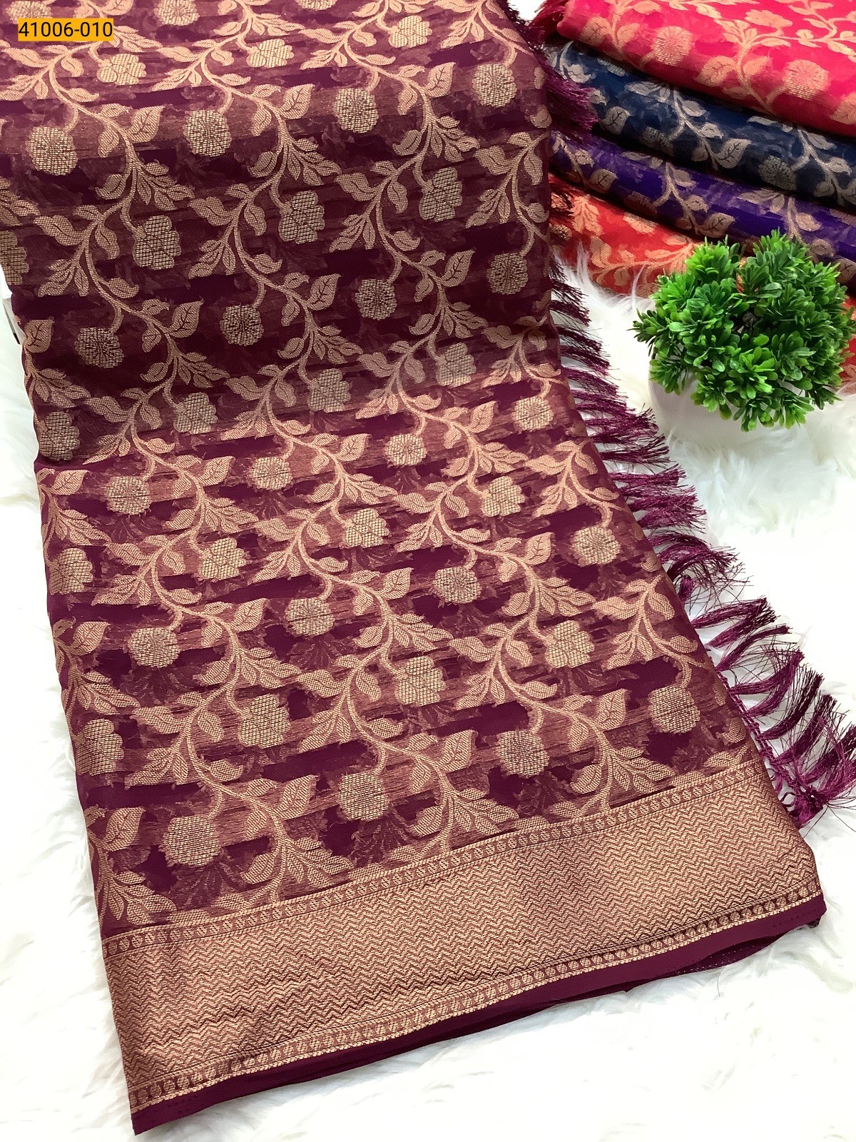 Violet Designer Georgette Crepe Silk Saree