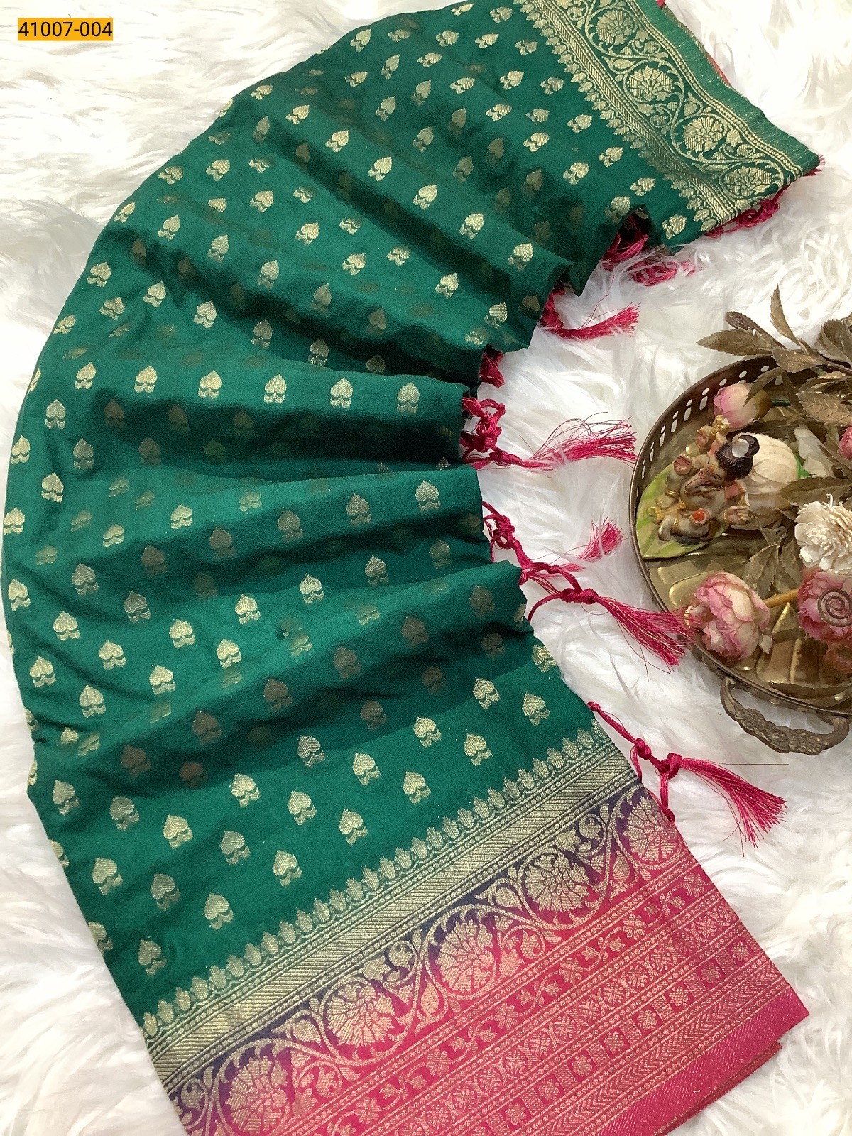 Green Banarasi Viscose Georgette Silk Saree