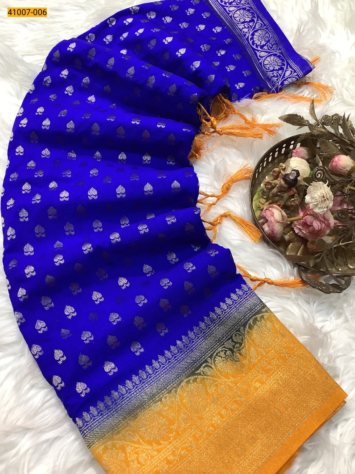 Blue Banarasi Viscose Georgette Silk Saree