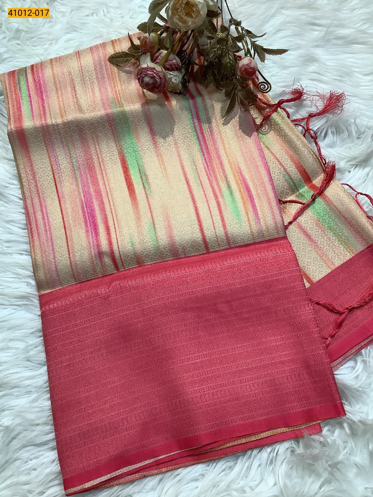 Multi Color Digital Print Banarasi Soft Silk Saree