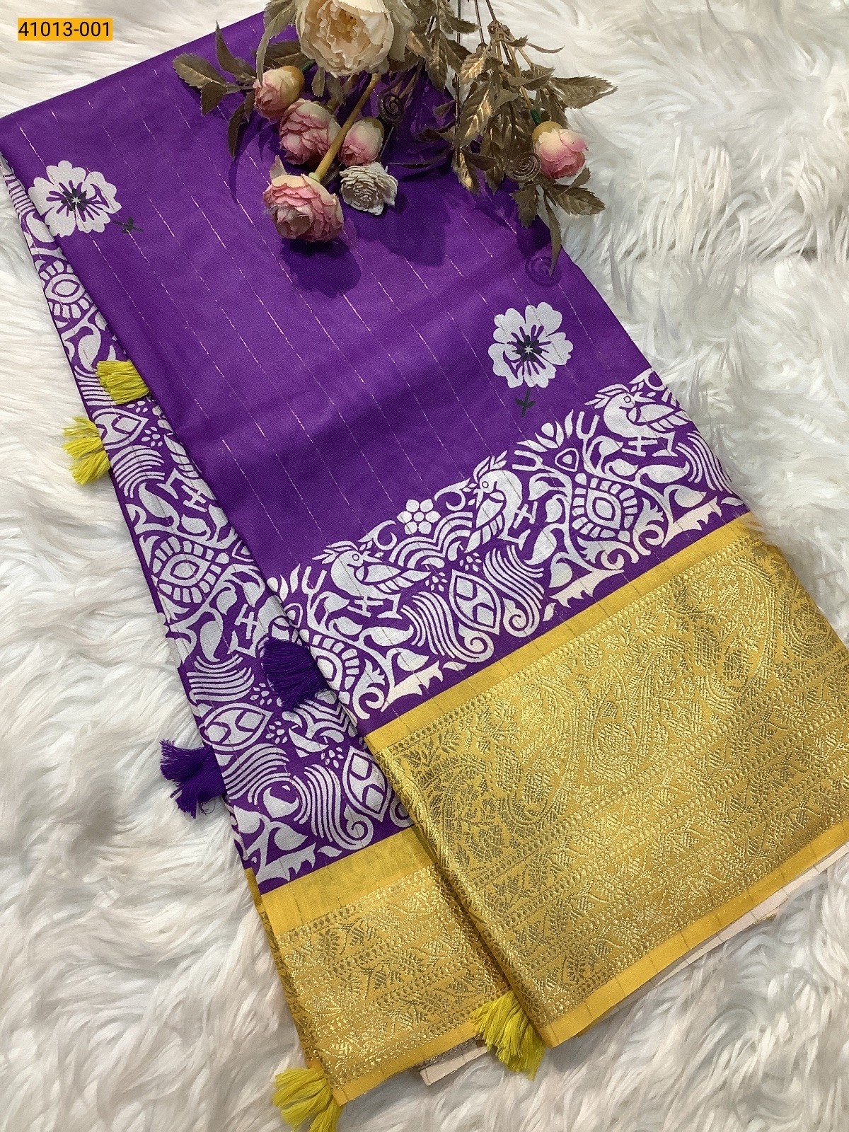 Violet Moss Crepe Silk Saree