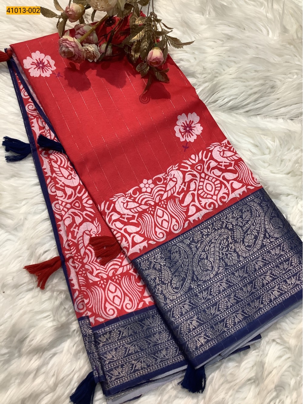 Red Moss Crepe Silk Saree