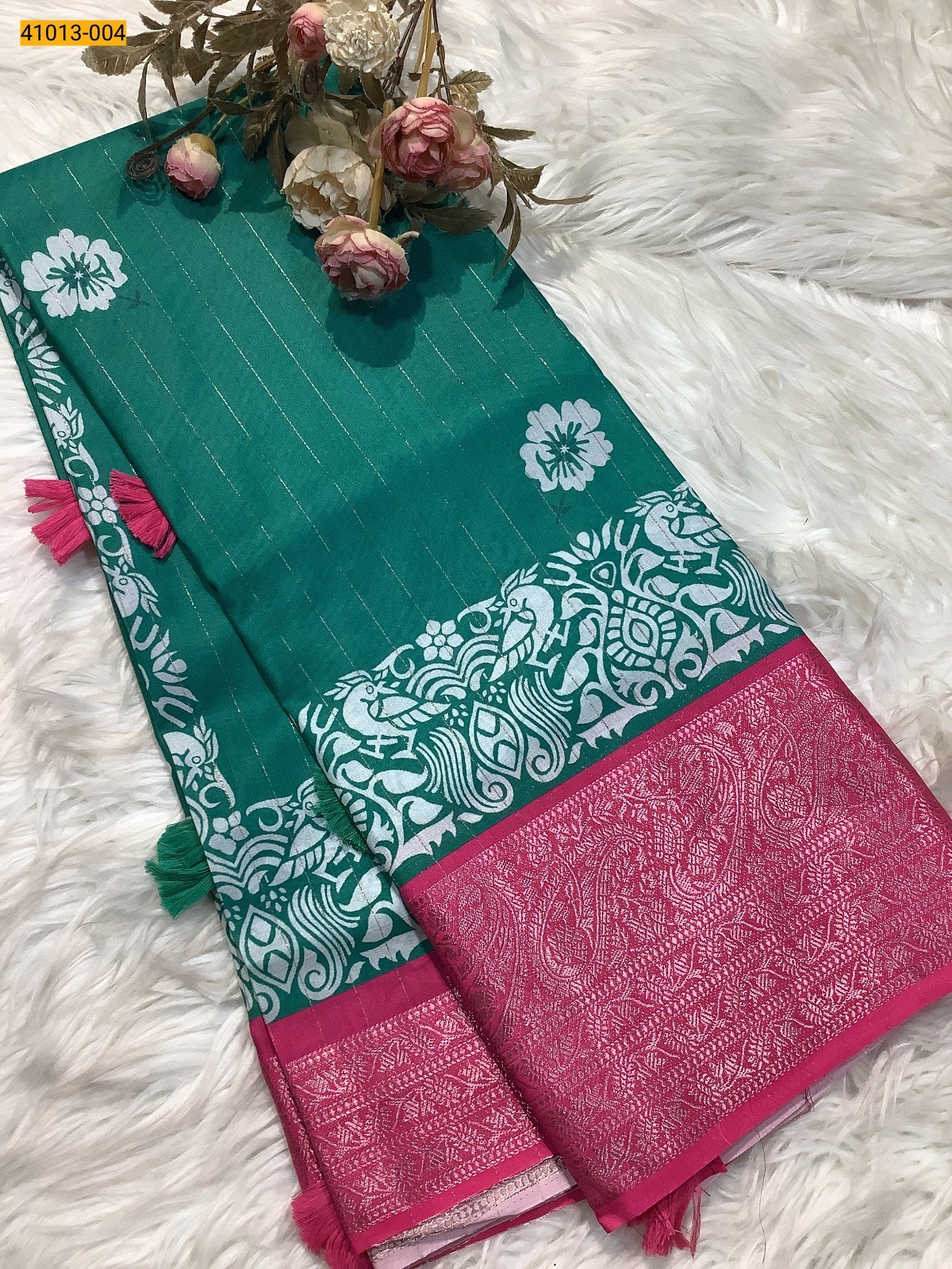 Green Moss Crepe Silk Saree