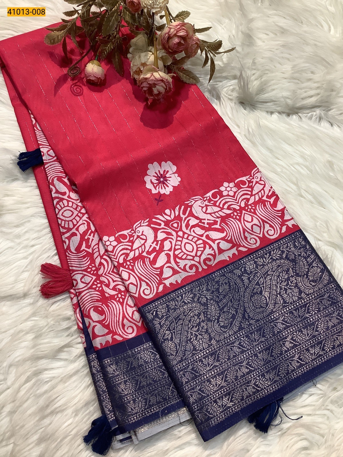 Pink Moss Crepe Silk Saree