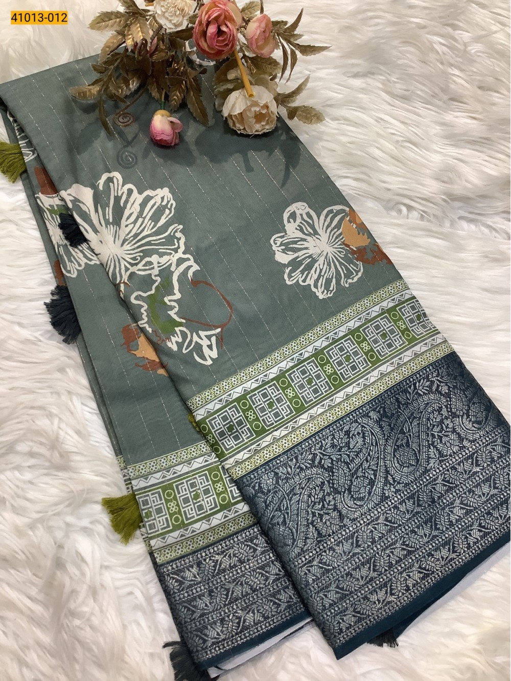 Green Moss Crepe Silk Saree