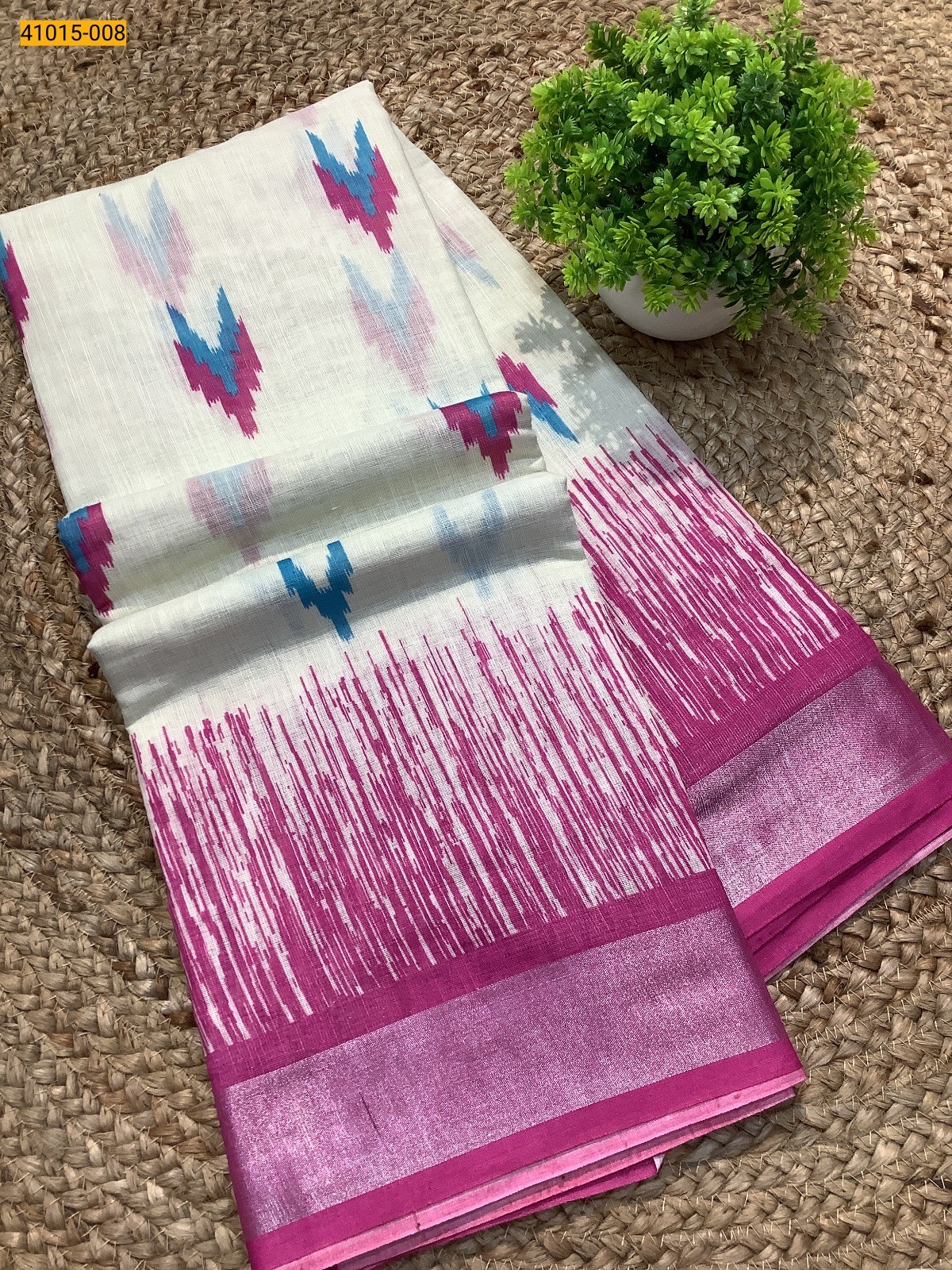 Sandal Linen Digital Print Cotton Sarees