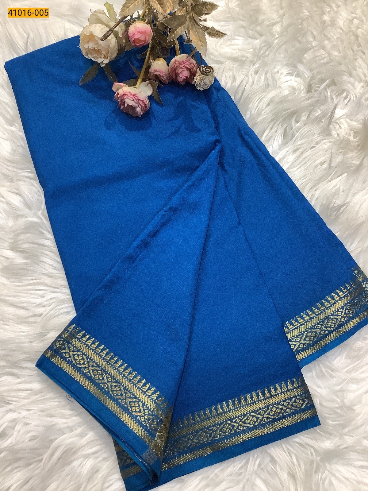 Blue Viscose Warm Soft Crepe Silk Saree