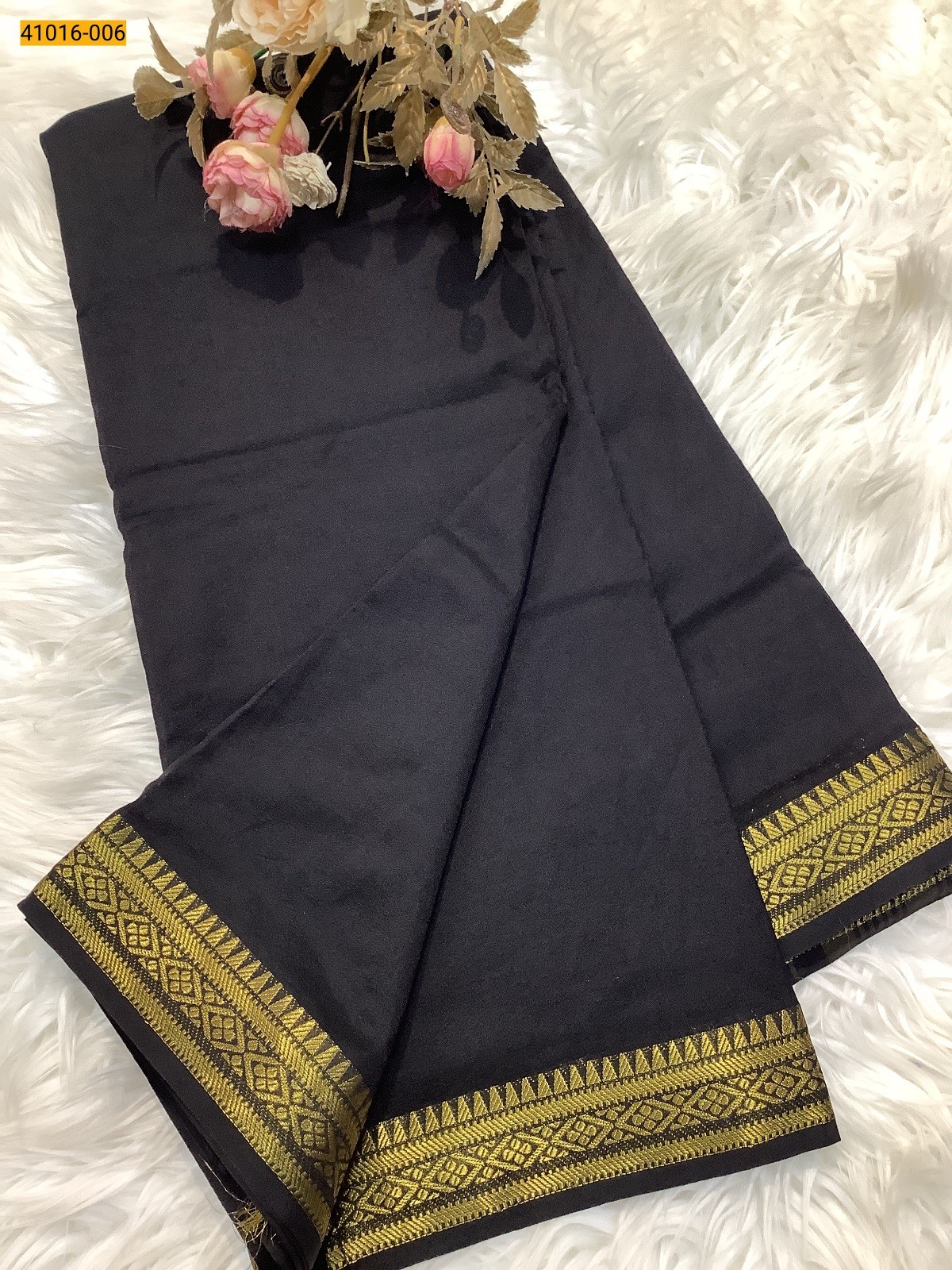 Black Viscose Warm Soft Crepe Silk Saree