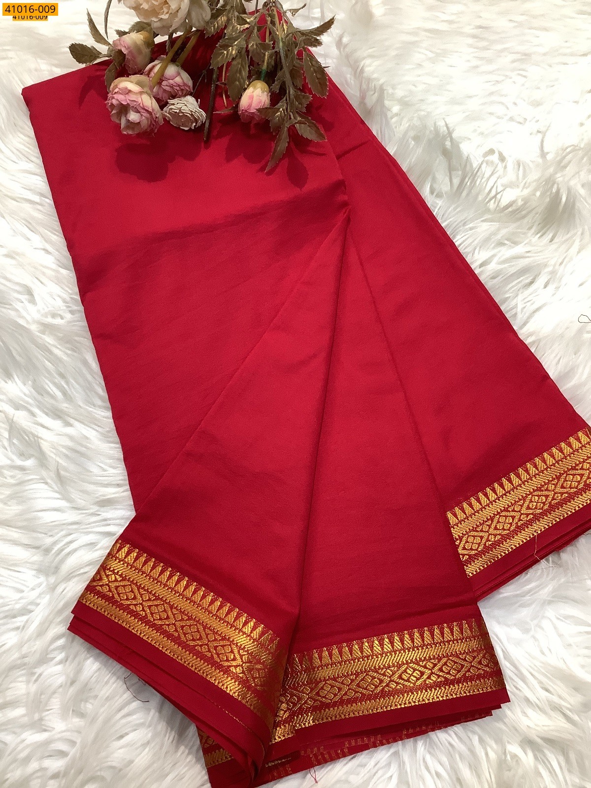 Red Viscose Warm Soft Crepe Silk Saree
