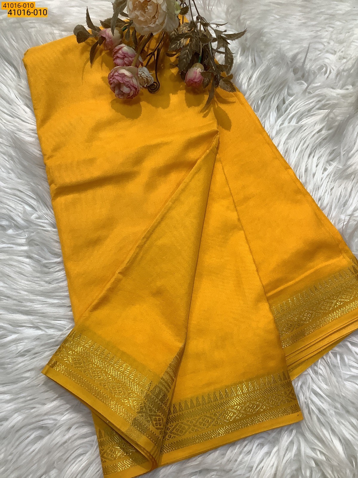 Yellow Viscose Warm Soft Crepe Silk Saree