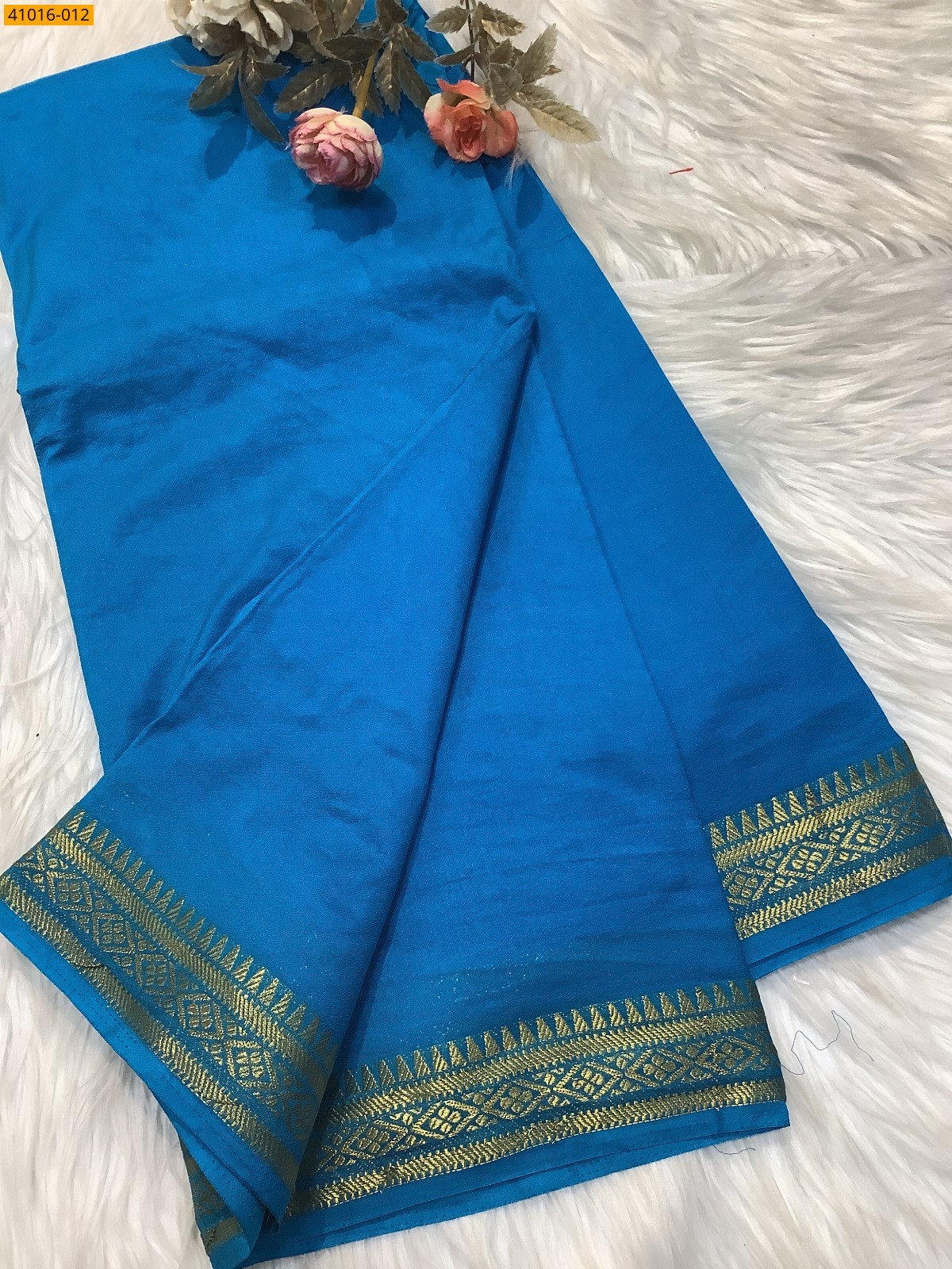 Blue Viscose Warm Soft Crepe Silk Saree