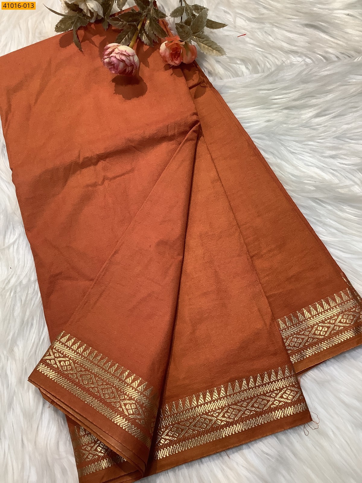 Orange Viscose Warm Soft Crepe Silk Saree
