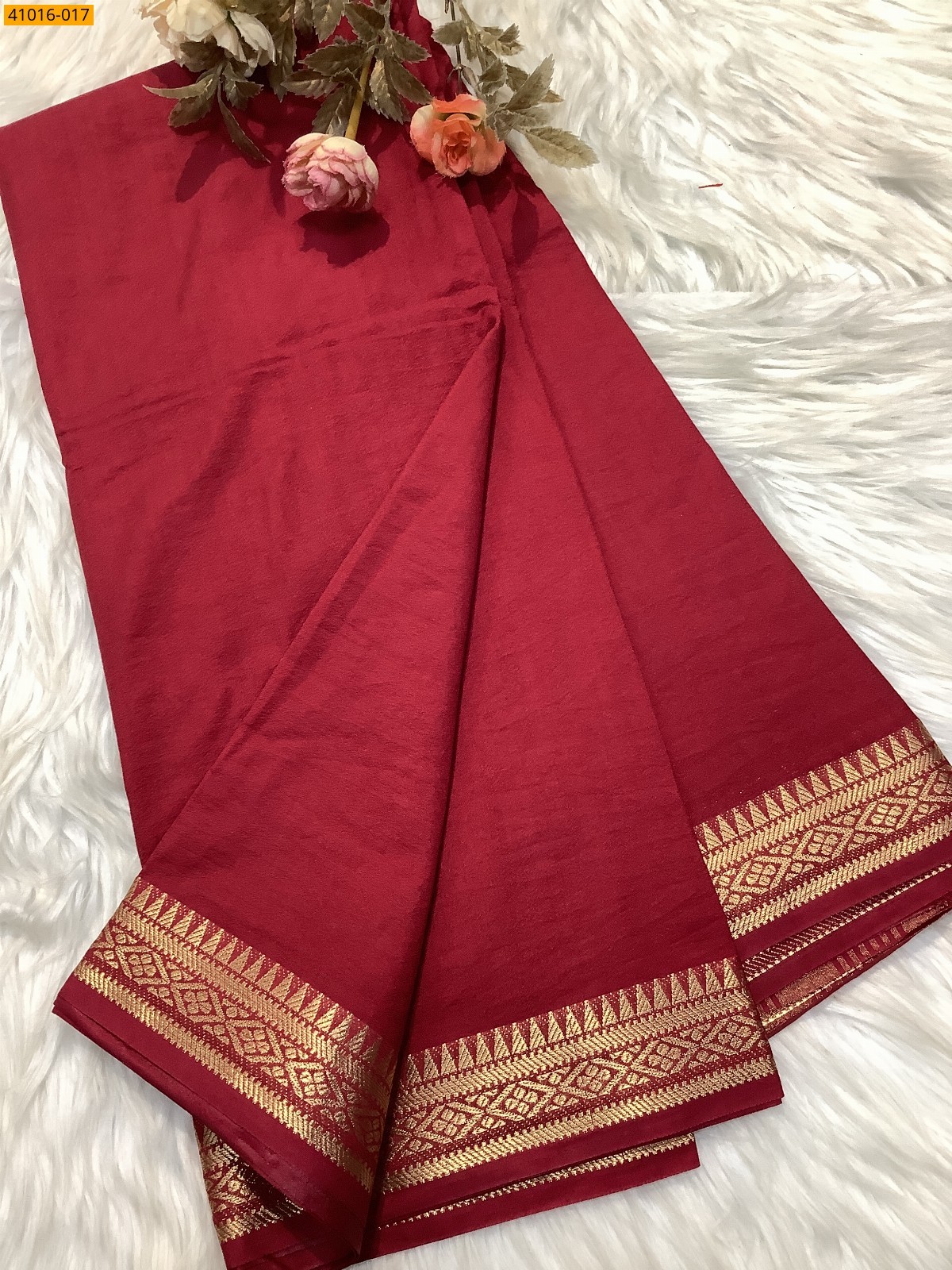 Red Viscose Warm Soft Crepe Silk Saree