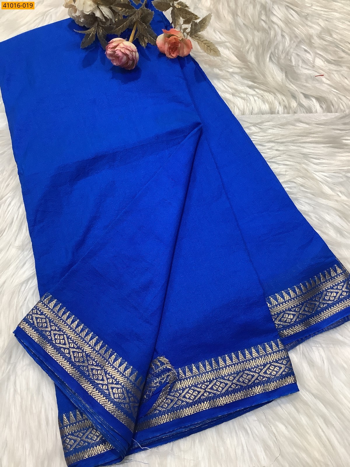 Blue Viscose Warm Soft Crepe Silk Saree