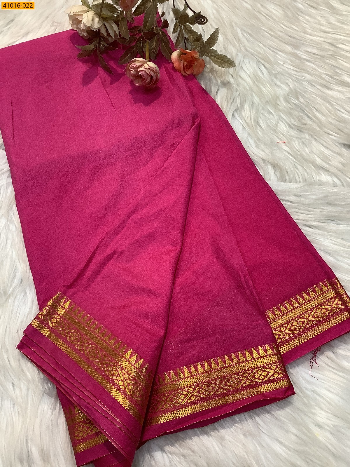 Dark Pink Viscose Warm Soft Crepe Silk Saree