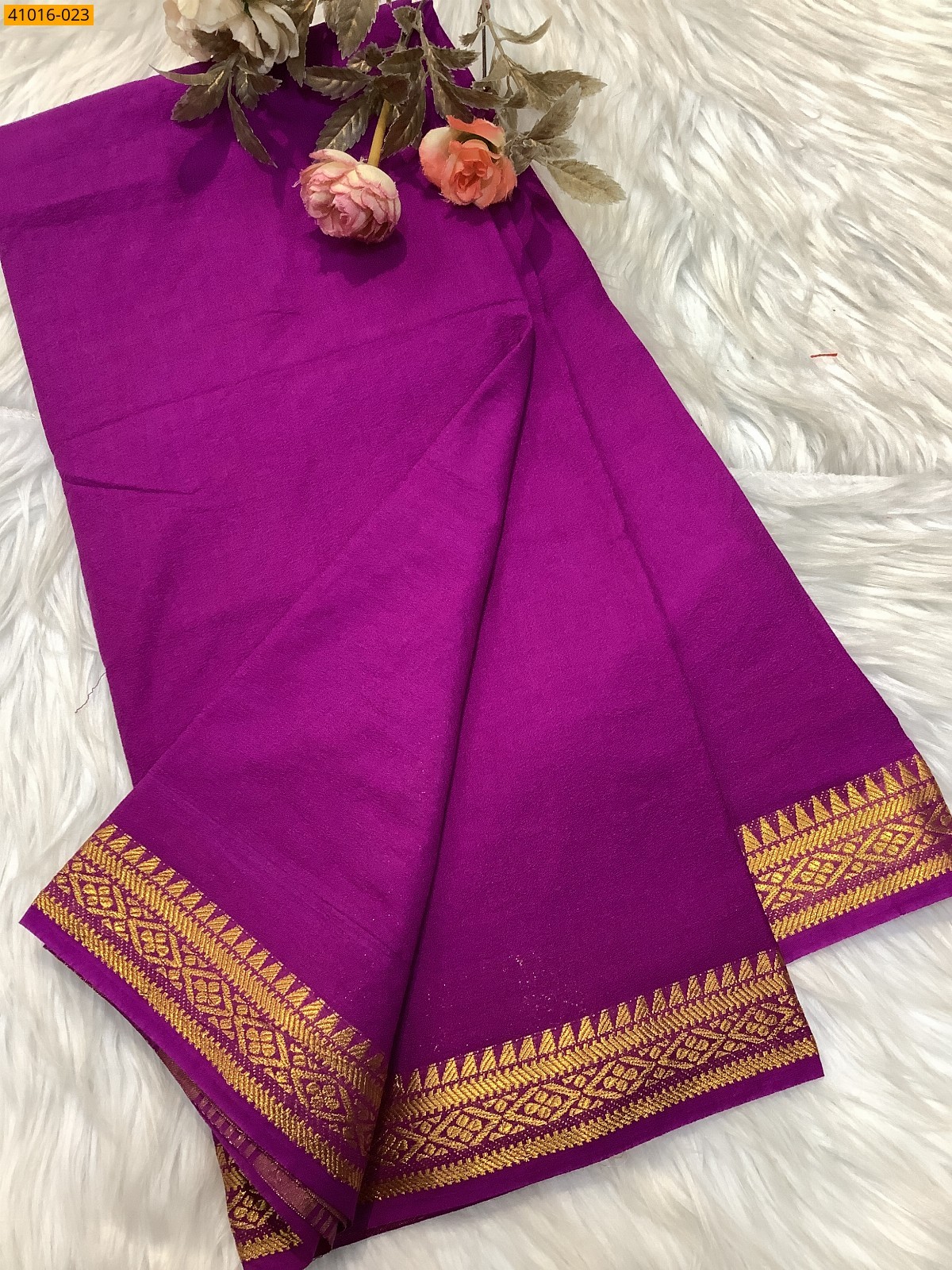 Purple Viscose Warm Soft Crepe Silk Saree