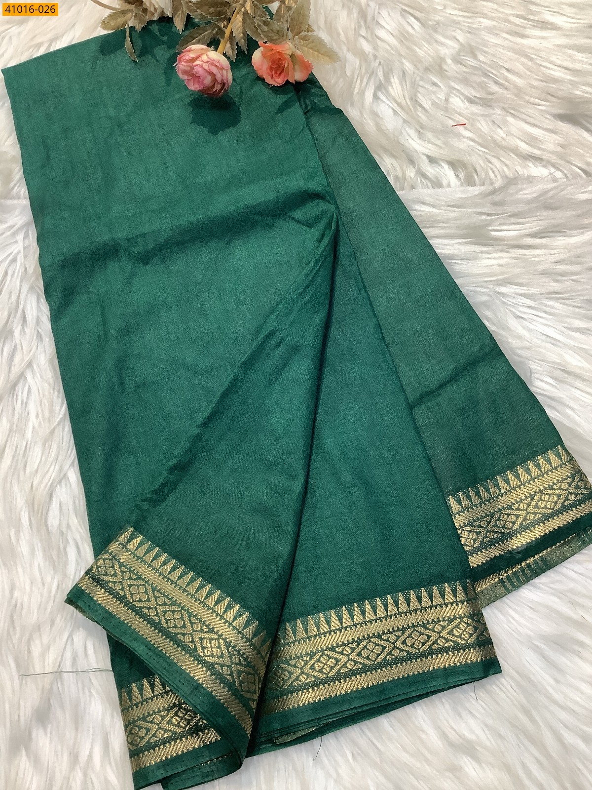 Dark Green Viscose Warm Soft Crepe Silk Saree
