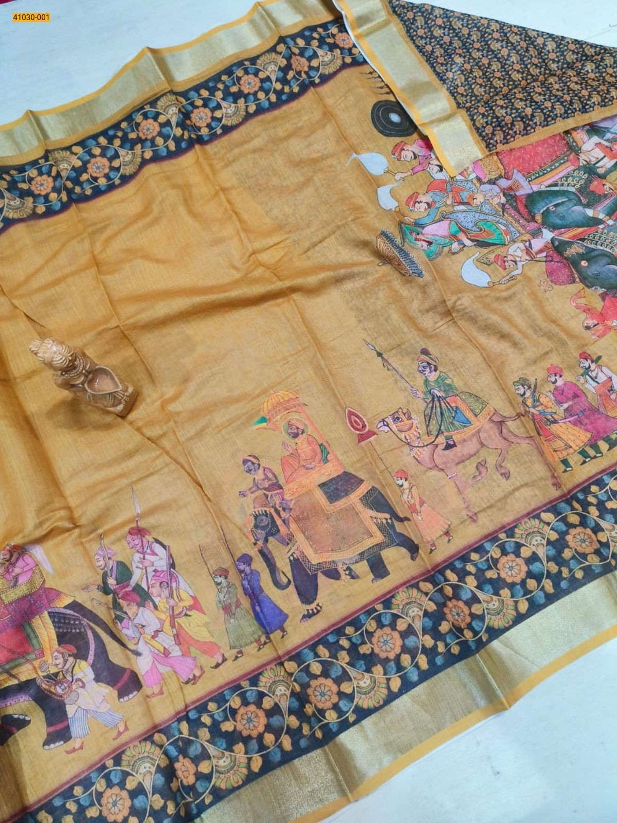 Linen cotton printed sarees