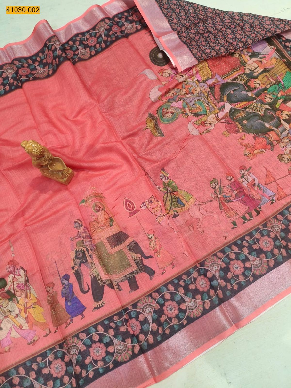 Linen cotton printed sarees