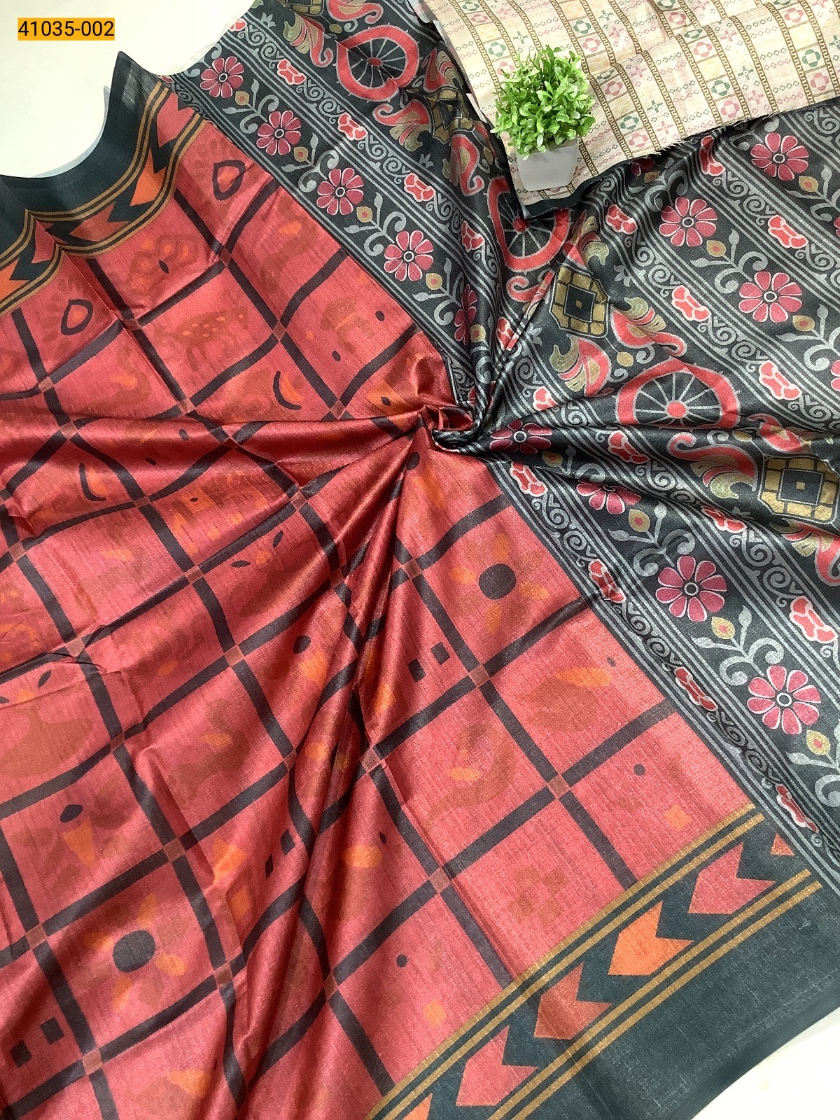 Maroon Linen cotton printed sarees