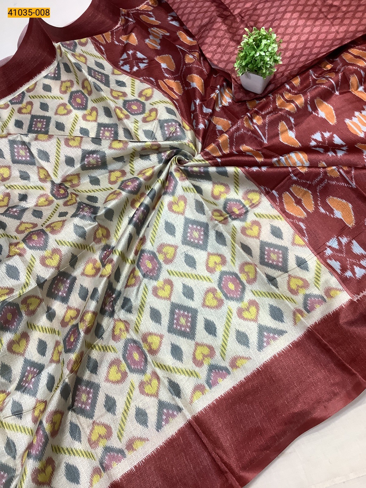 Half White Linen cotton printed sarees