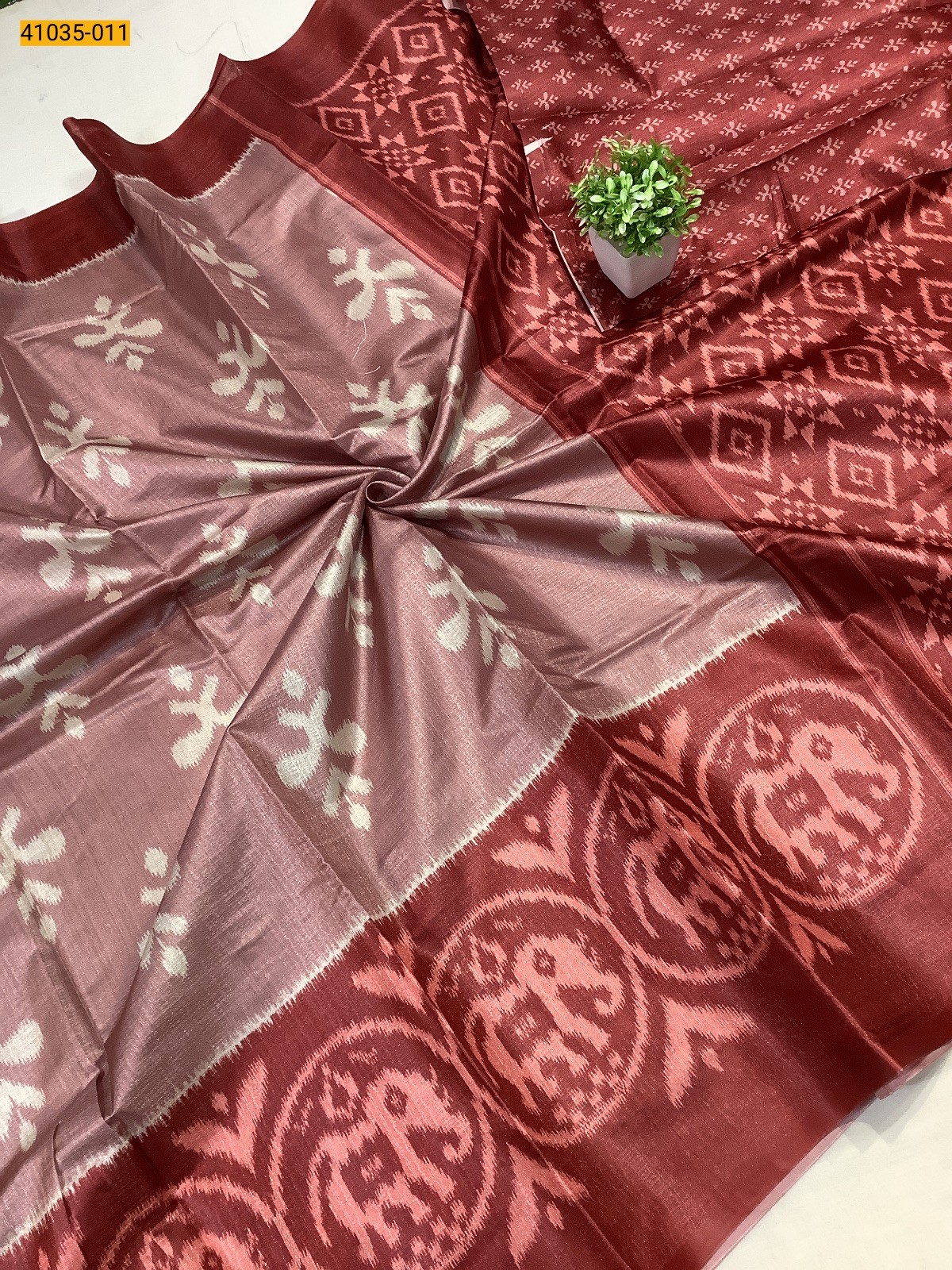 Light Pink Linen cotton printed sarees