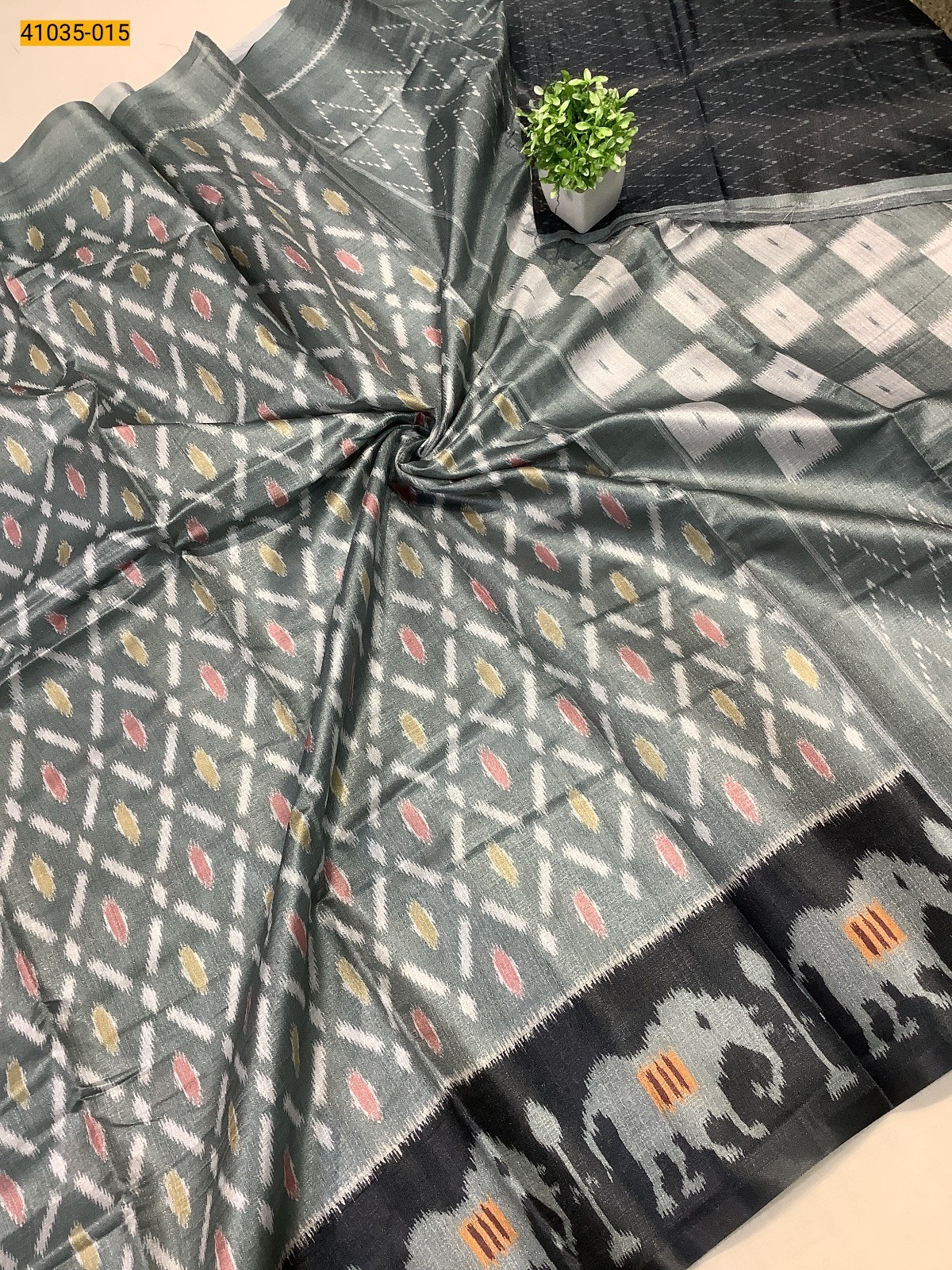 Gray Linen cotton printed sarees