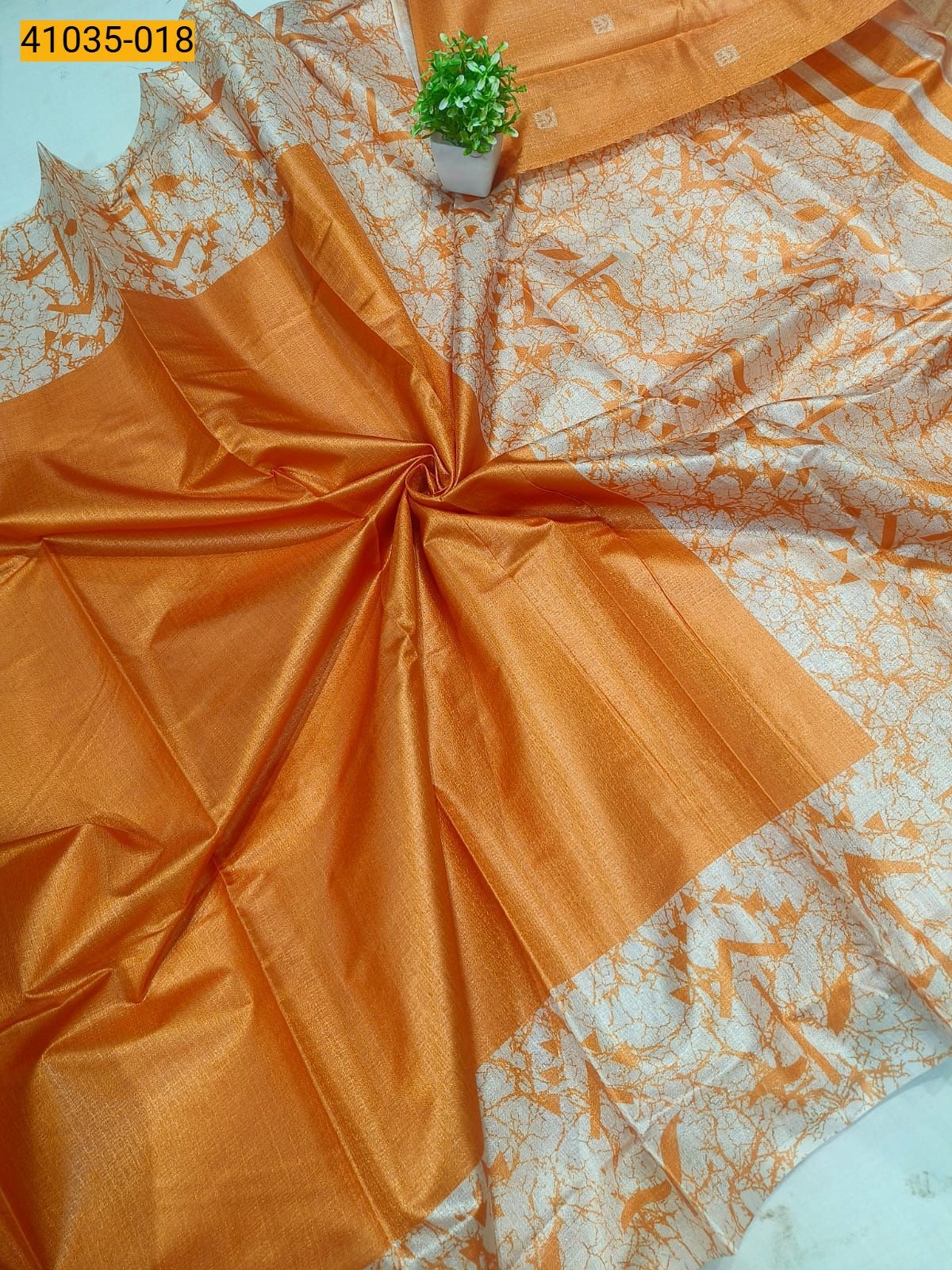 Orange Linen cotton printed sarees