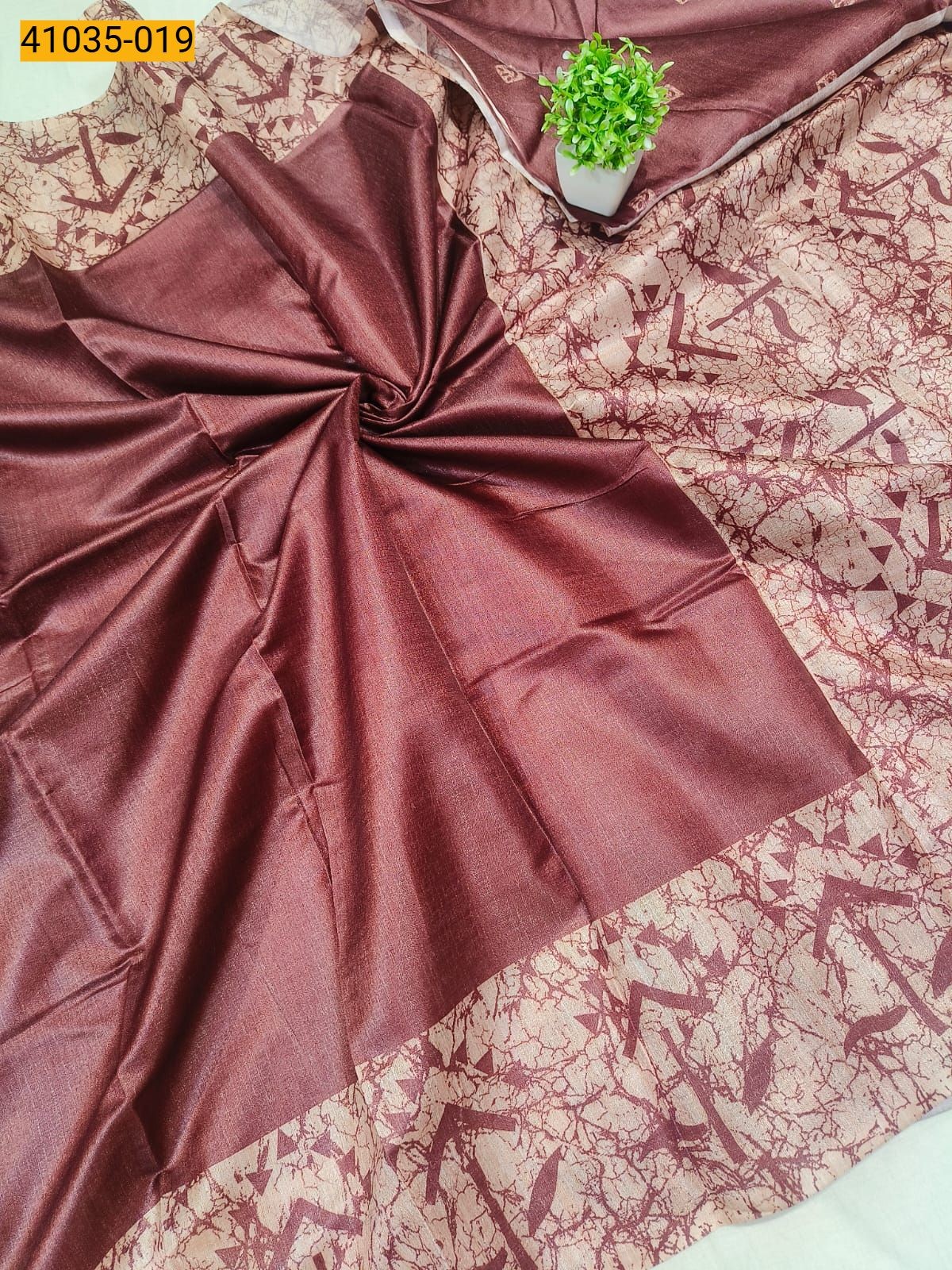 Brown Linen cotton printed sarees