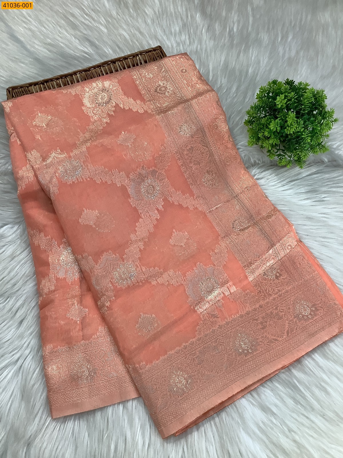 Orange Fancy silk cotton jacquard sarees