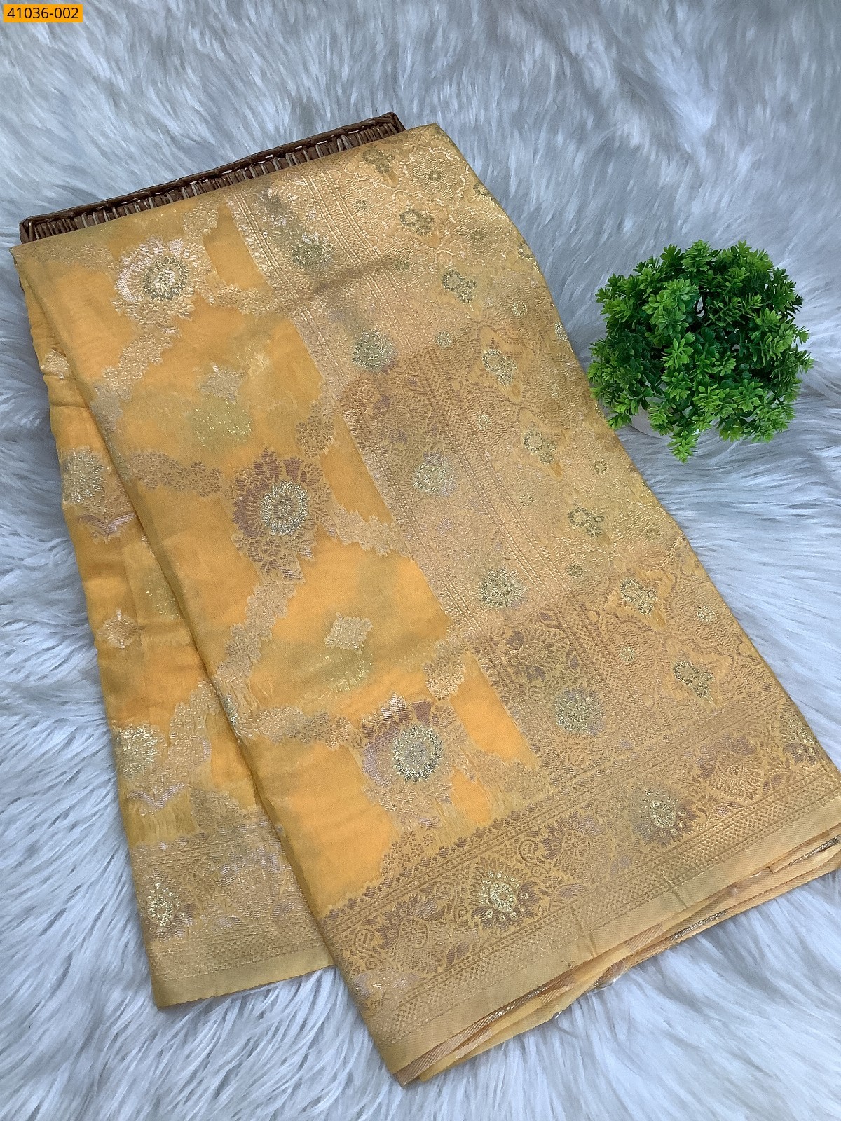 Yellow Fancy silk cotton jacquard sarees