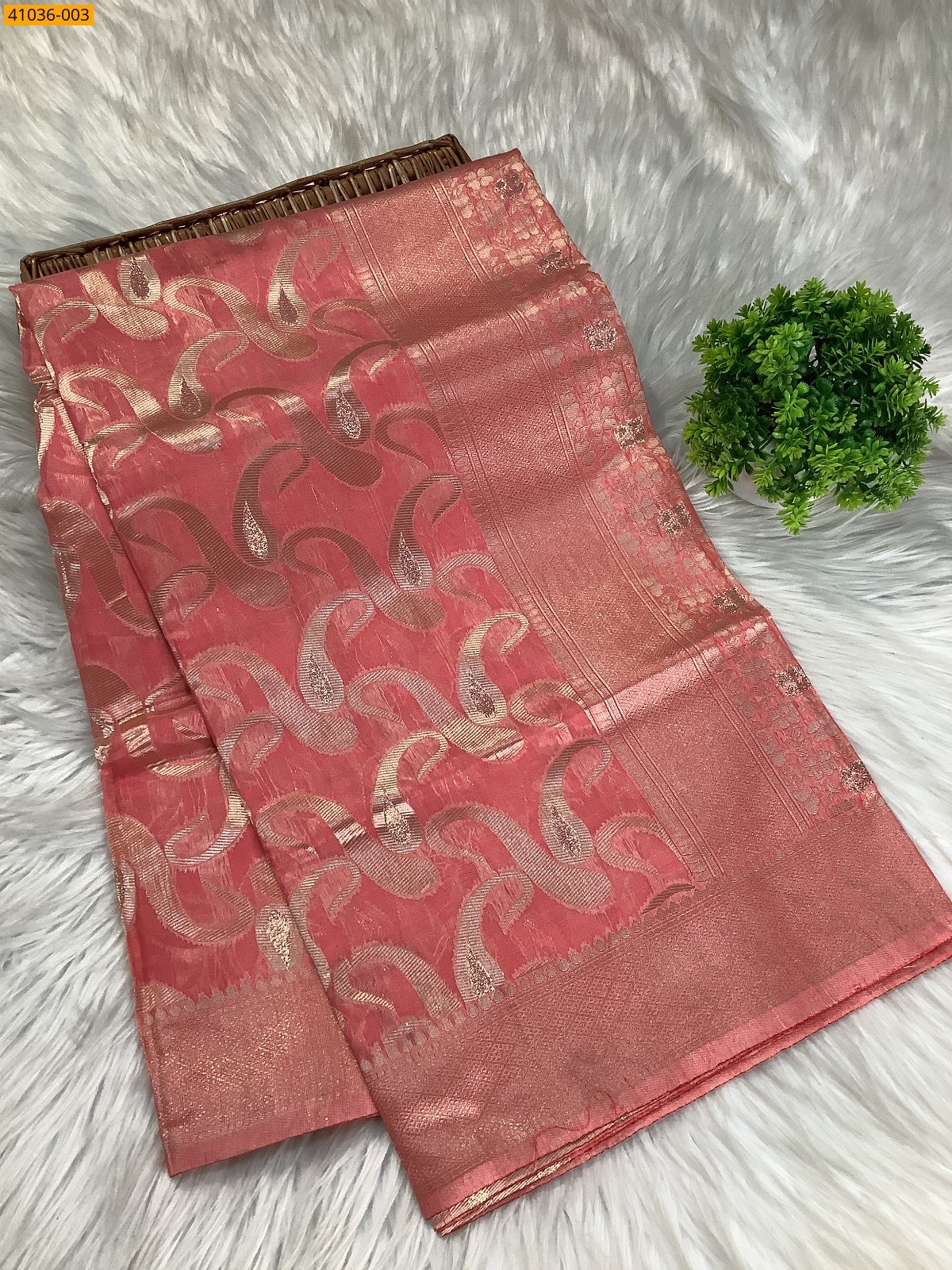 Peach Fancy silk cotton jacquard sarees