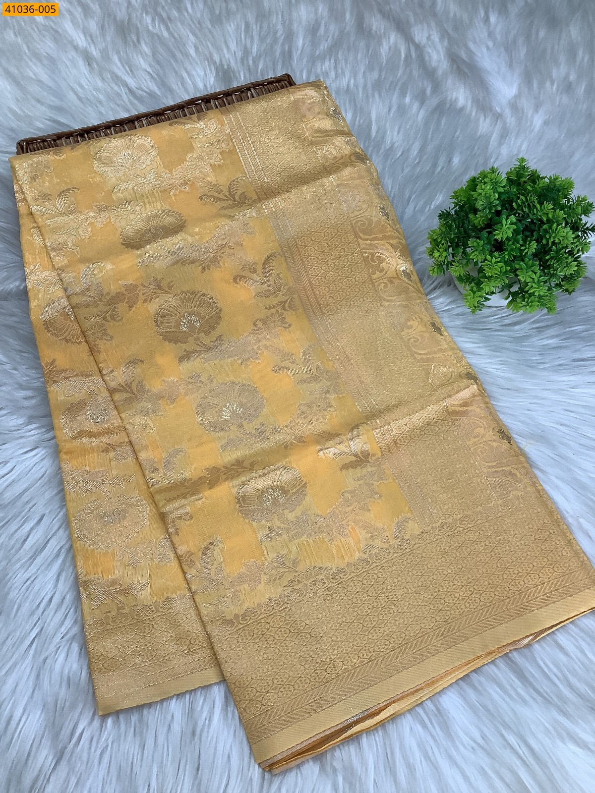 Yellow Fancy silk cotton jacquard sarees
