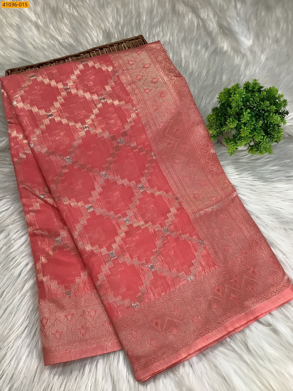 Peach Fancy silk cotton jacquard sarees