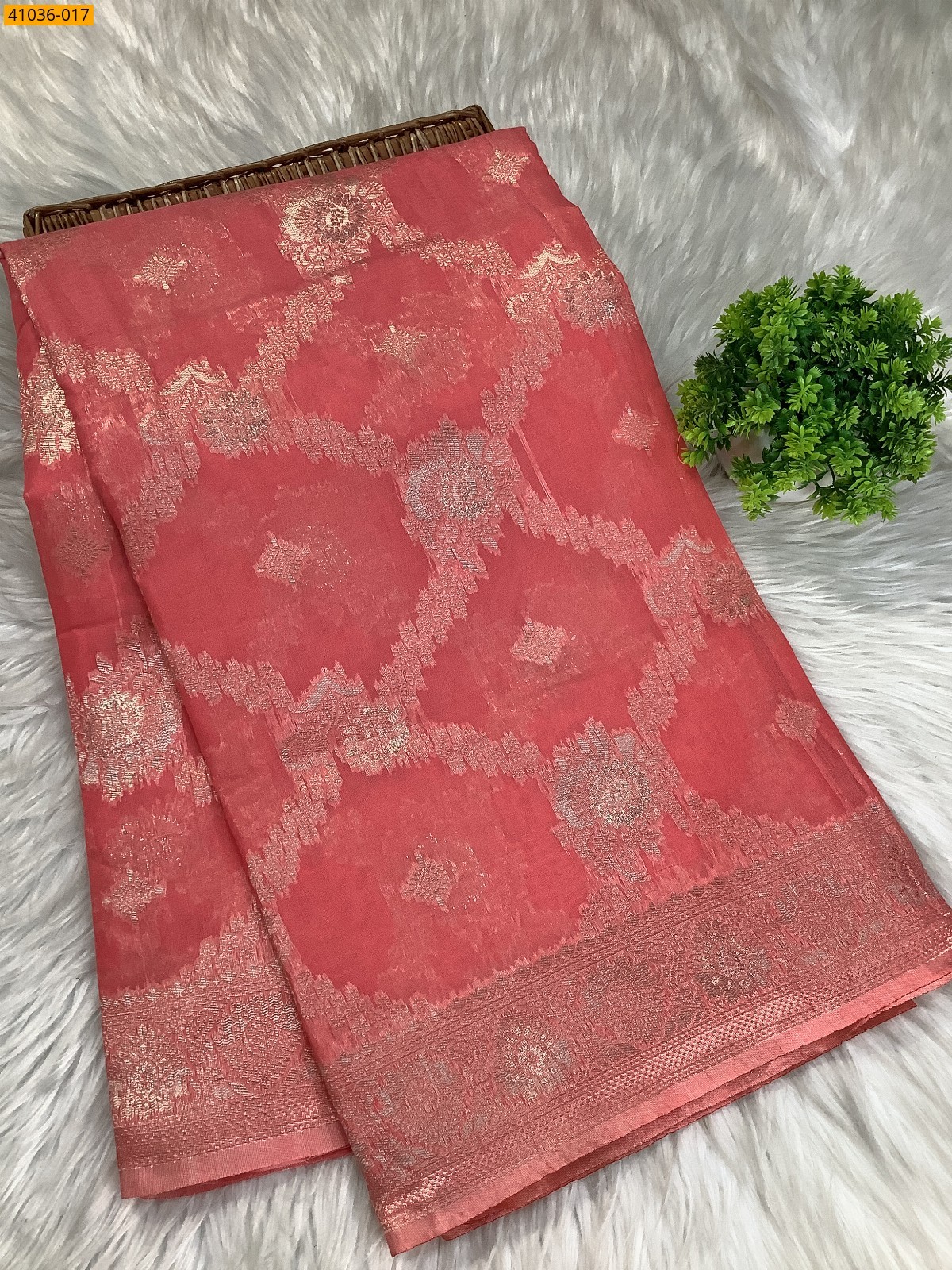 Peach Fancy silk cotton jacquard sarees