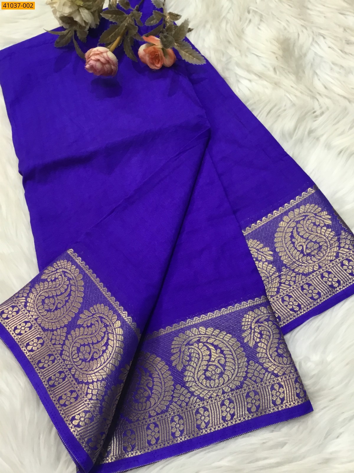 Royal Blue Viscose Warm Soft Crepe Silk Saree