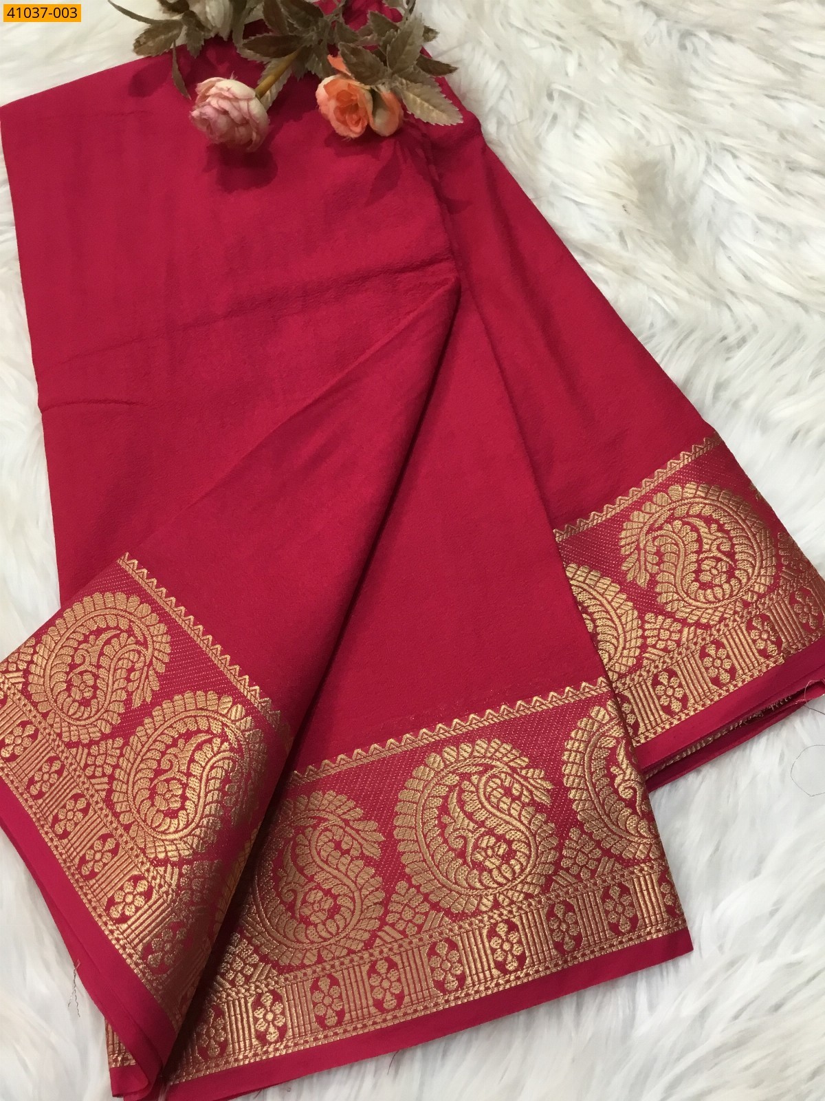 Rose Viscose Warm Soft Crepe Silk Saree